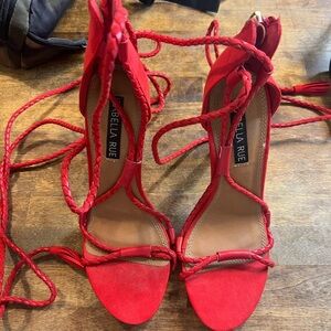 Red Rope lace up heels